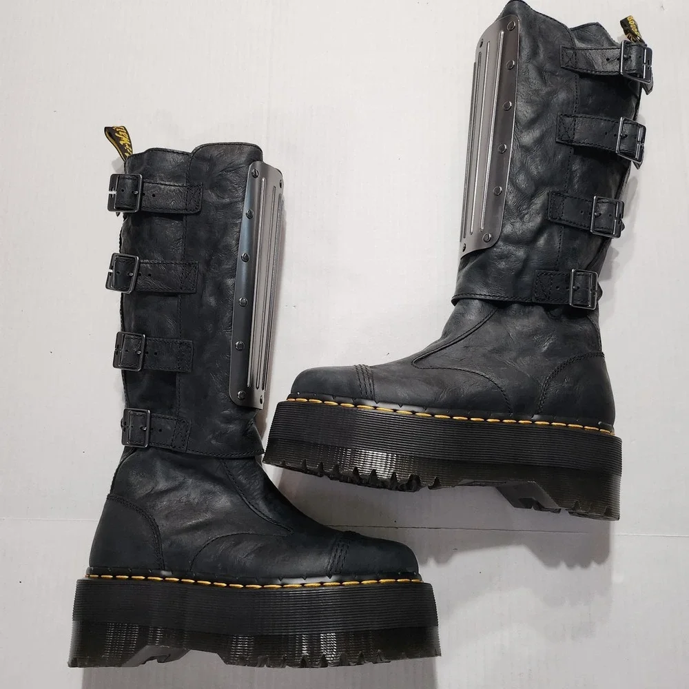 Womens Size 6 Dr. Martens Platform Boots Jadon Max GRD Adjustable Buckle Black